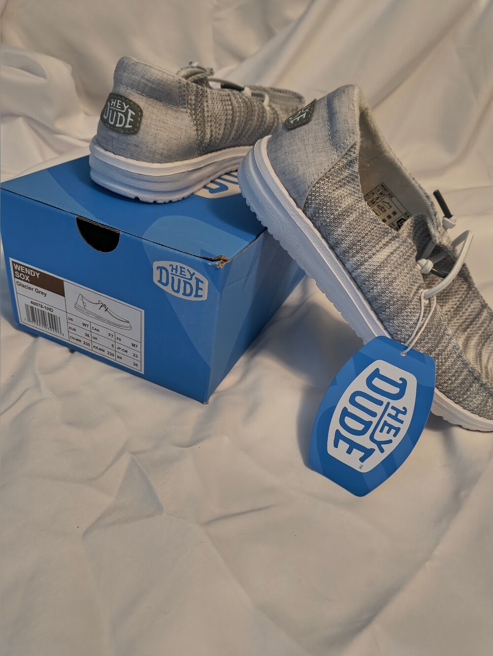 Hey Dude Wendy Sox Glacier Grey Loafers - Picture 3 of 3